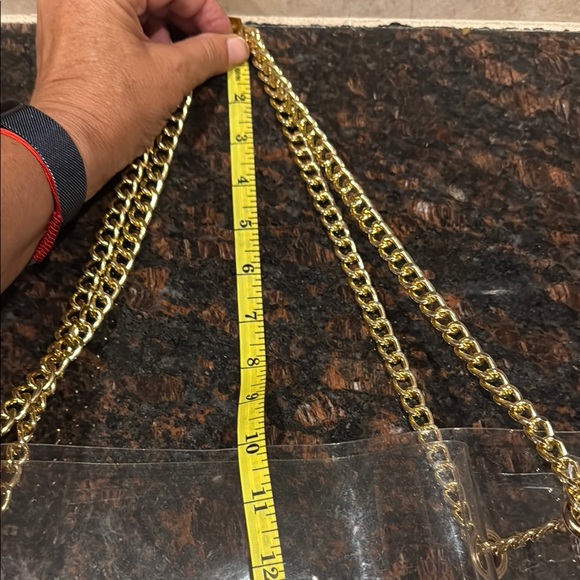 Clear Tote Bag with orange Clemson Tiger Paw Print and Gold Chain - Picture 4 of 9